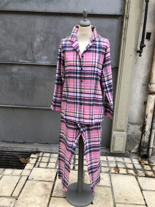 pyjama tartan rose et bleu