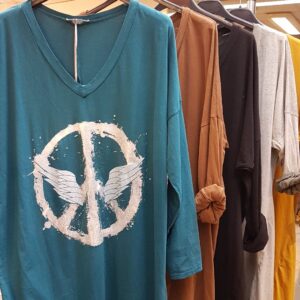 tshirt manche longues amples peace and love